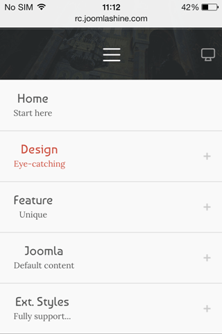 Mobile menu with rich text